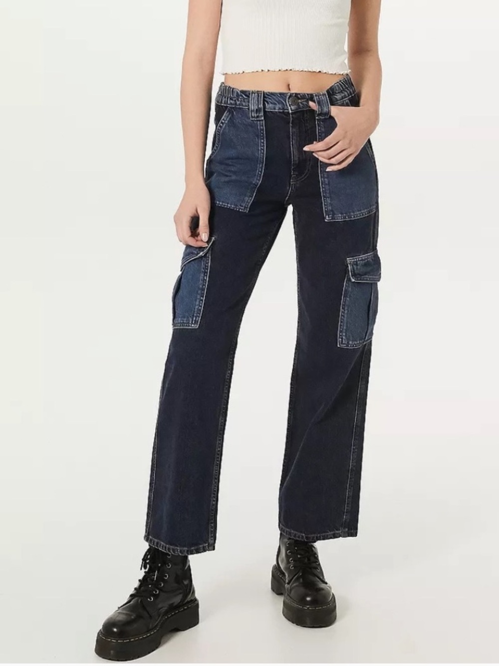 Urban Outfitters BDG | Women’s Two-Tone Colorblock Blue Skate Cargo Jeans 26x32